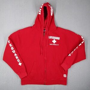 Lifeguard Santa Monica Zip Up Hoodie Red XL Womens Graphic Sweatshirt